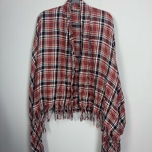 ALTAR’D STATE | NEW Plaid Fringe Shawl Waterfall Open Front Women’s Size X-Small